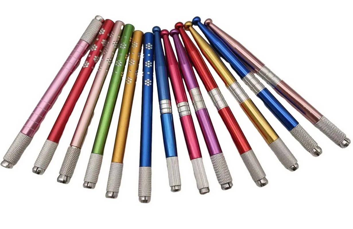 무작위 색상 마이크로블레이딩 기계 수동 문신 펜, 입술 눈썹 문신, 영구 메이크업 펜